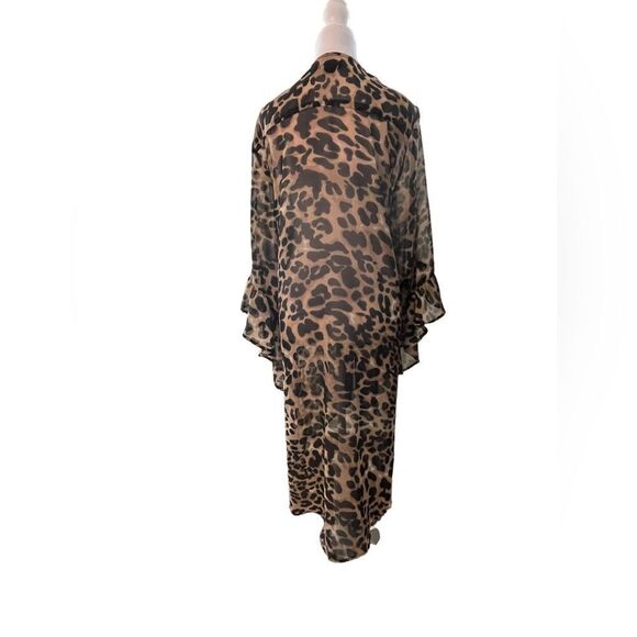 SHEER LEOPARD ANIMAL PRINT KIMONO, XL - Picture 7 of 9